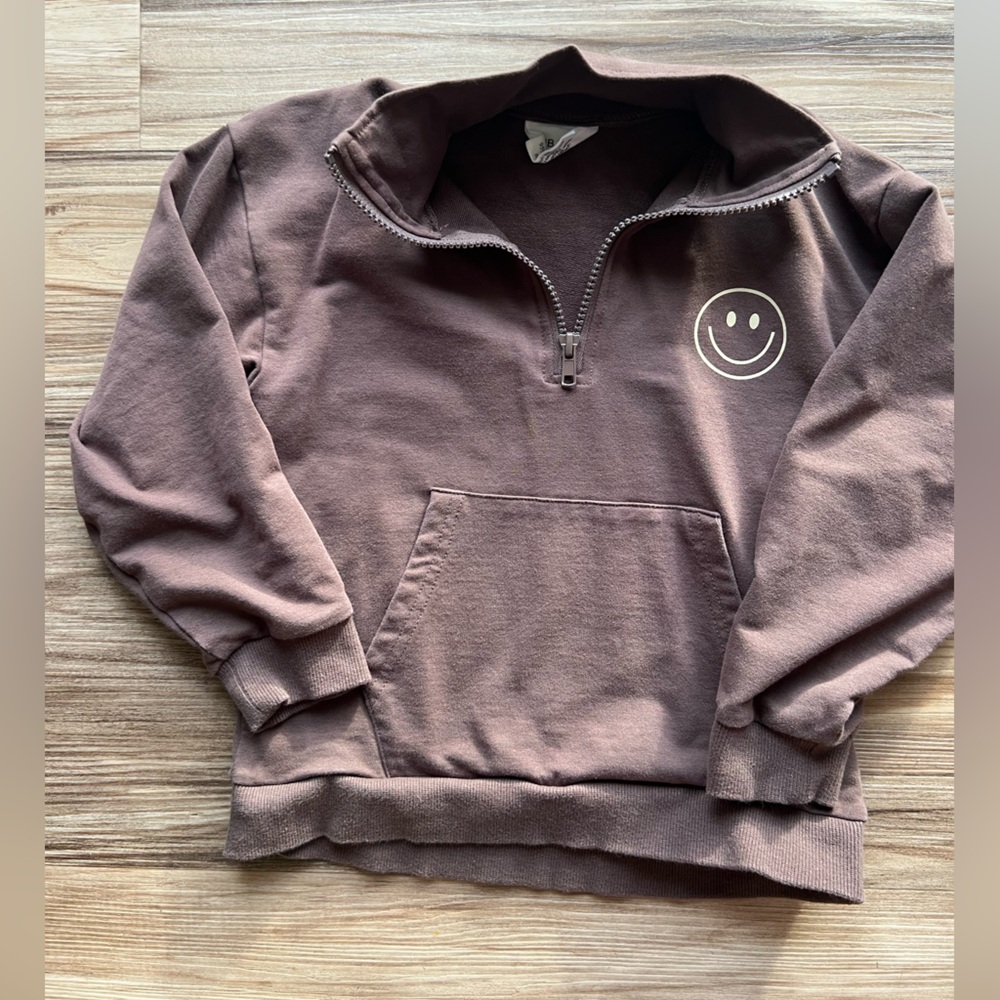 Chocolate Brown Kids Hoodie with Smiley Face